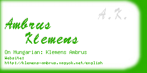 ambrus klemens business card